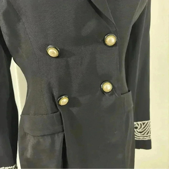 Dani Michaels 80s Black Double Breasted Beaded Blazer Women Size 5/6 Made In USA - Picture 9 of 9
